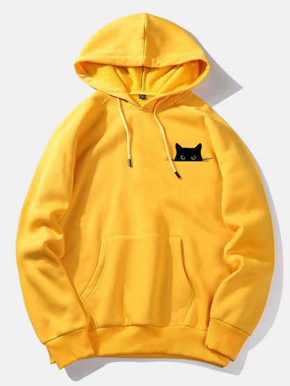 Black Cat Print Hoodie