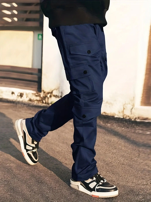 Men's Multi-Pocket Elastic Waist Casual Work Pants