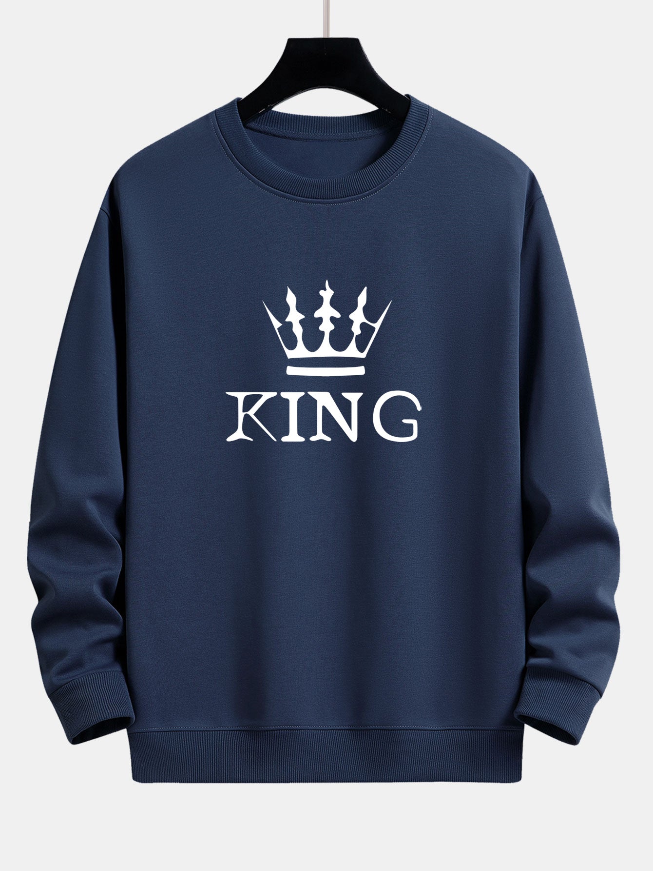 King Crown Print Relax Fit Crew Neck Sweatshirt & Jogging Pants Set