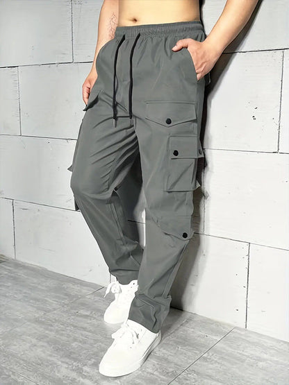 Men's Multi-Pocket Elastic Waist Casual Work Pants