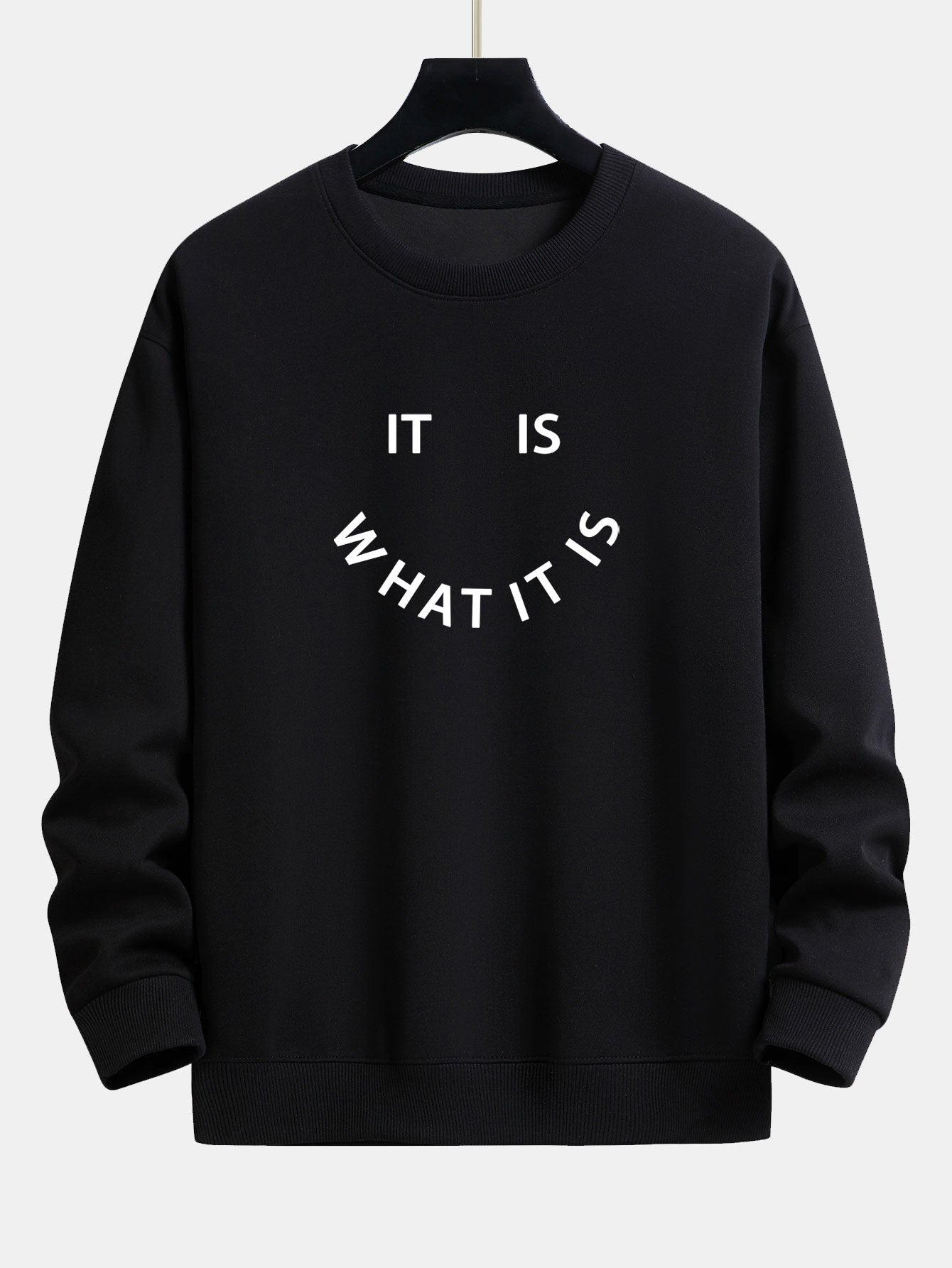 It Is What It Is Print Relax Fit Crew Neck Sweatshirt & Jogging Pants