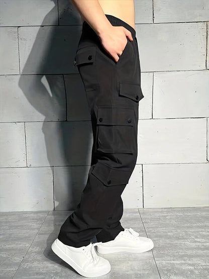 Men's Multi-Pocket Elastic Waist Casual Work Pants