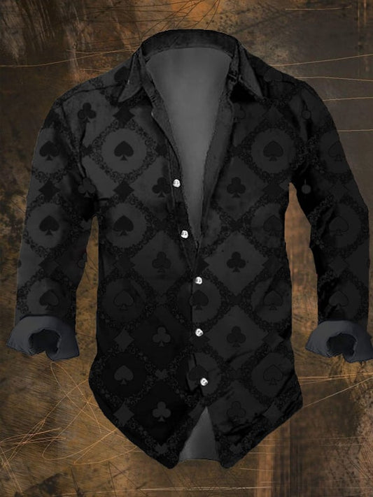 Men's Vintage Dark Skull Print Long Sleeve Shirt