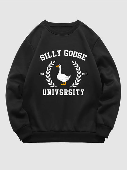 Men's "silly goose" letter print casual crew neck sweatshirt