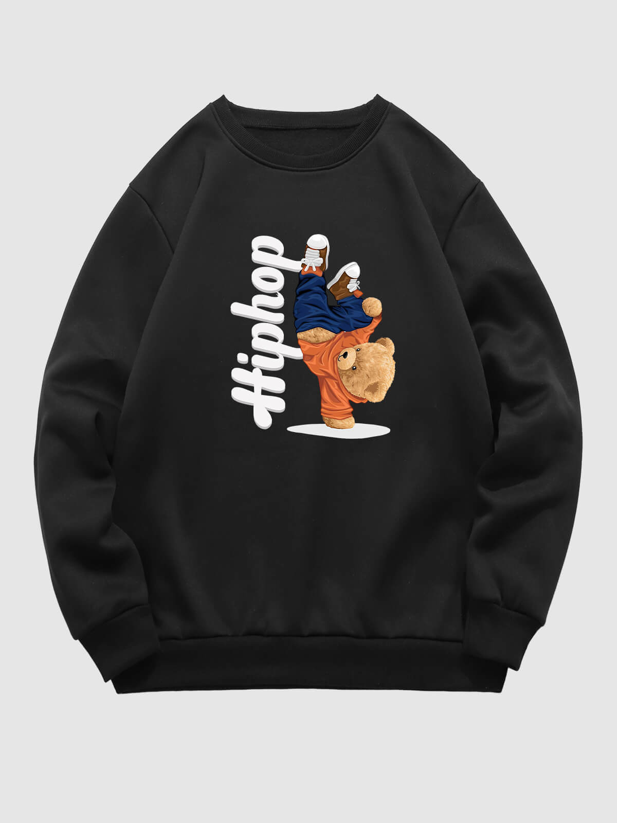 Men's Hip-Hop Bear Graphic Print Crew Neck Sweatshirt