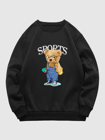 Men's sport teddy bear print crew neck sweatshirt