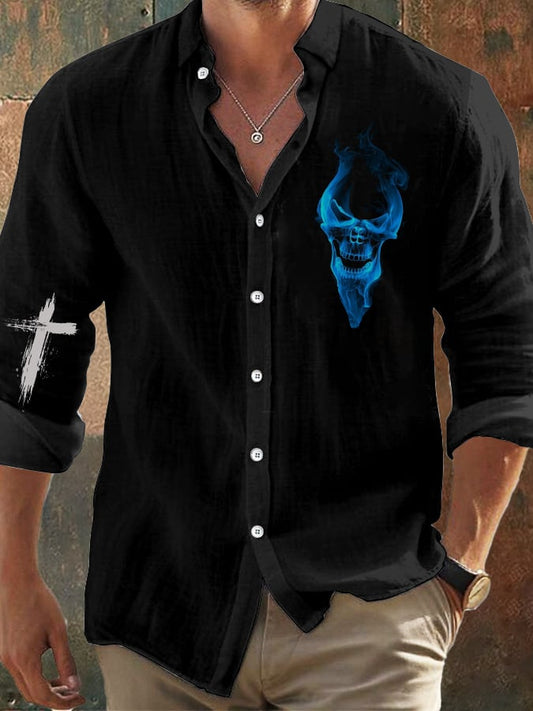 Men's Vintage Skull Faith Long Sleeve Shirt