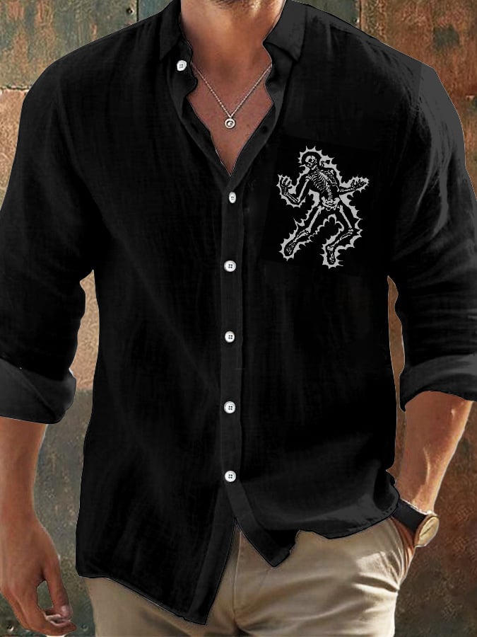 Men's Vintage Skull Long Sleeve Shirt