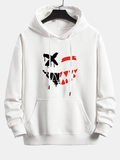 Dissolving Evil Smiley Face Print Relax Fit Hoodie & Jogging Pants