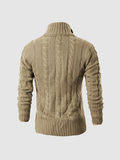 Men's solid color twist jacquard sweater knitted cardigan jacket