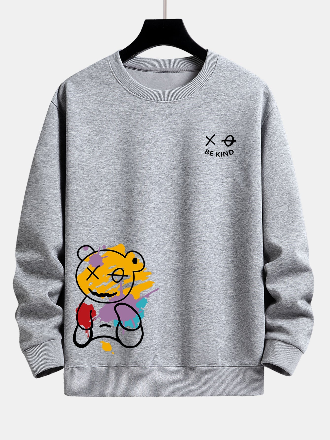 Graffiti Bear Print Relax Fit Crew Neck Sweatshirt & Jogging Pants