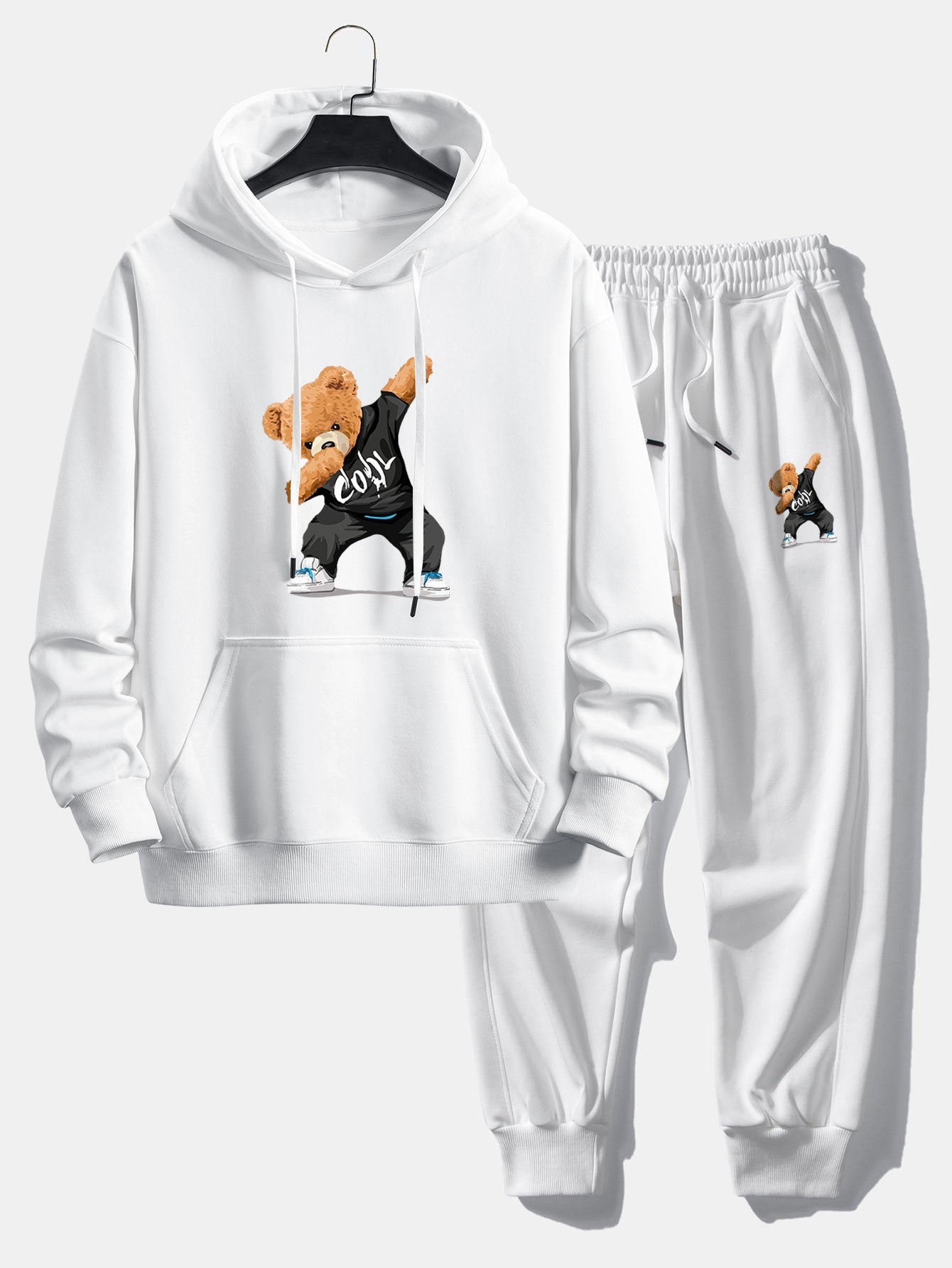 Cool Bear Print Relax Fit Hoodie & Jogging Pants Set