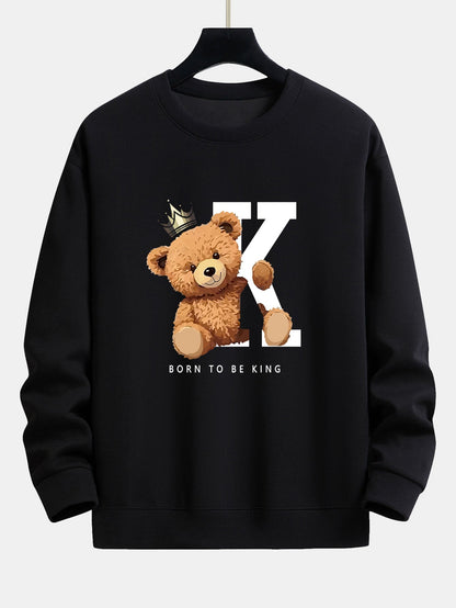 Crown King Bear Print Relax Fit Sweatshirt