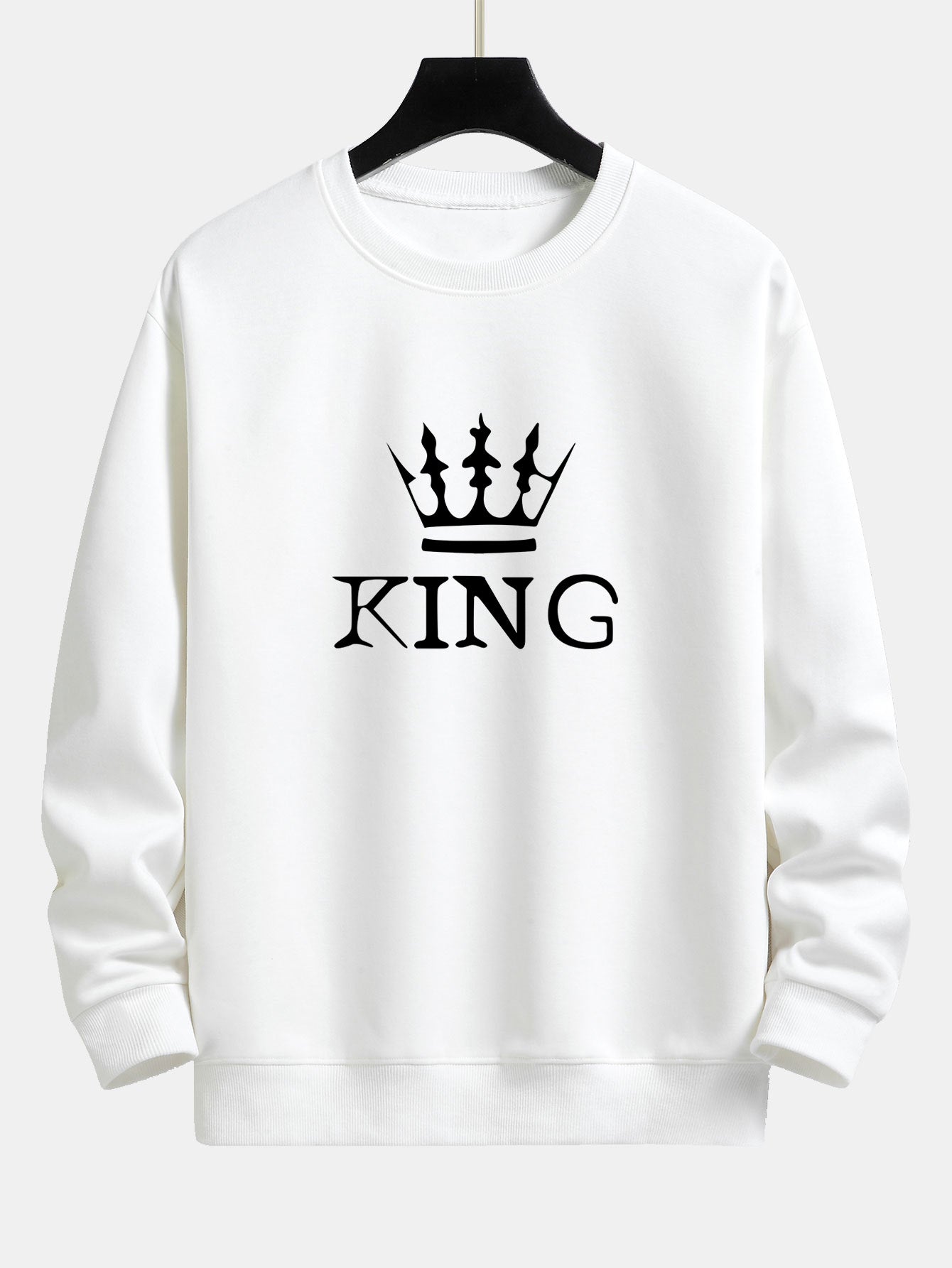 King Crown Print Relax Fit Crew Neck Sweatshirt & Jogging Pants Set