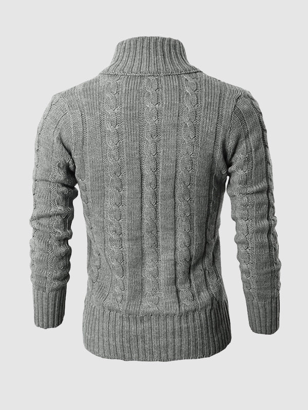 Men's solid color twist jacquard sweater knitted cardigan jacket