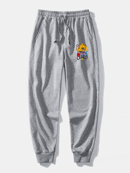 Graffiti Bear Print Relax Fit Crew Neck Sweatshirt & Jogging Pants