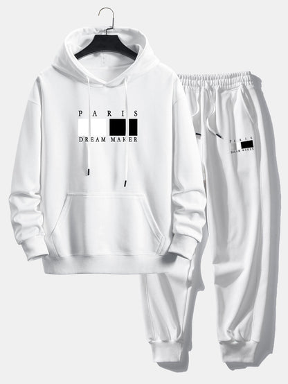 Paris Dream Maker Print Relax Fit Hoodie & Jogging Pants Set