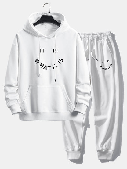 It Is What It Is Print Relax Fit Hoodie & Jogging Pants