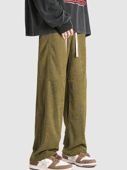 Men's Striped Corduroy Drawstring Casual Pants