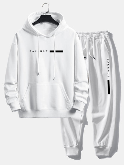 Balance Stripe Print Relax Fit Hoodie & Jogging Pants Set