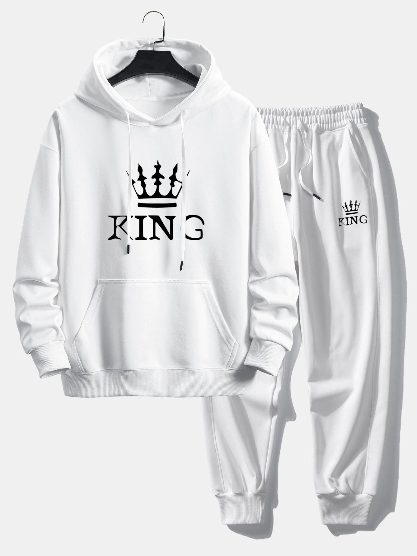 King Crown Print Relax Fit Hoodie & Jogging Pants Set