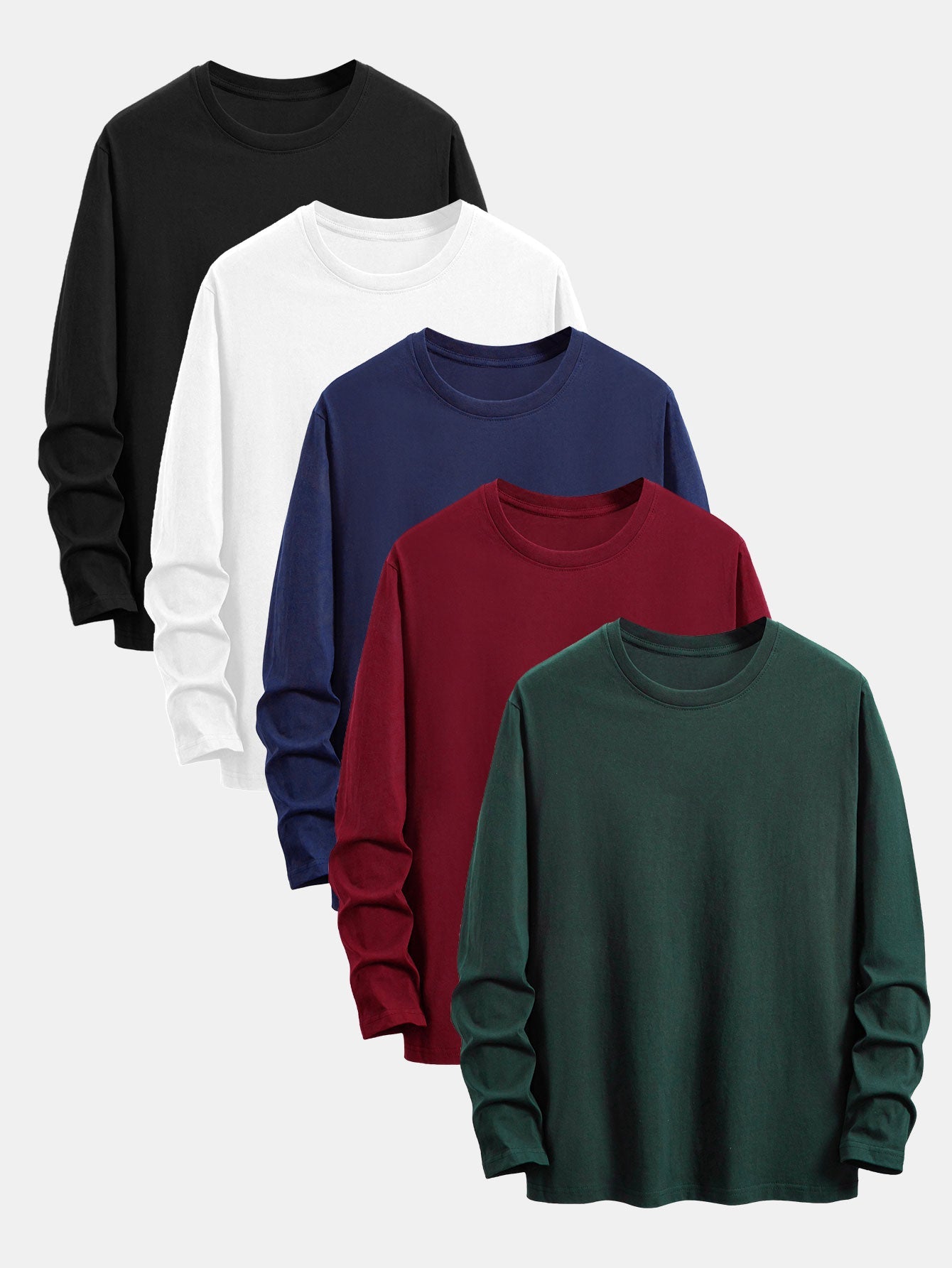 5 Pieces Basic Long Sleeve Cotton T-Shirts