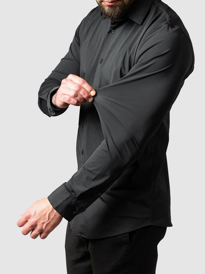 Men's Solid Color Versatile Stretch Anti-Wrinkle Long Sleeve Shirt