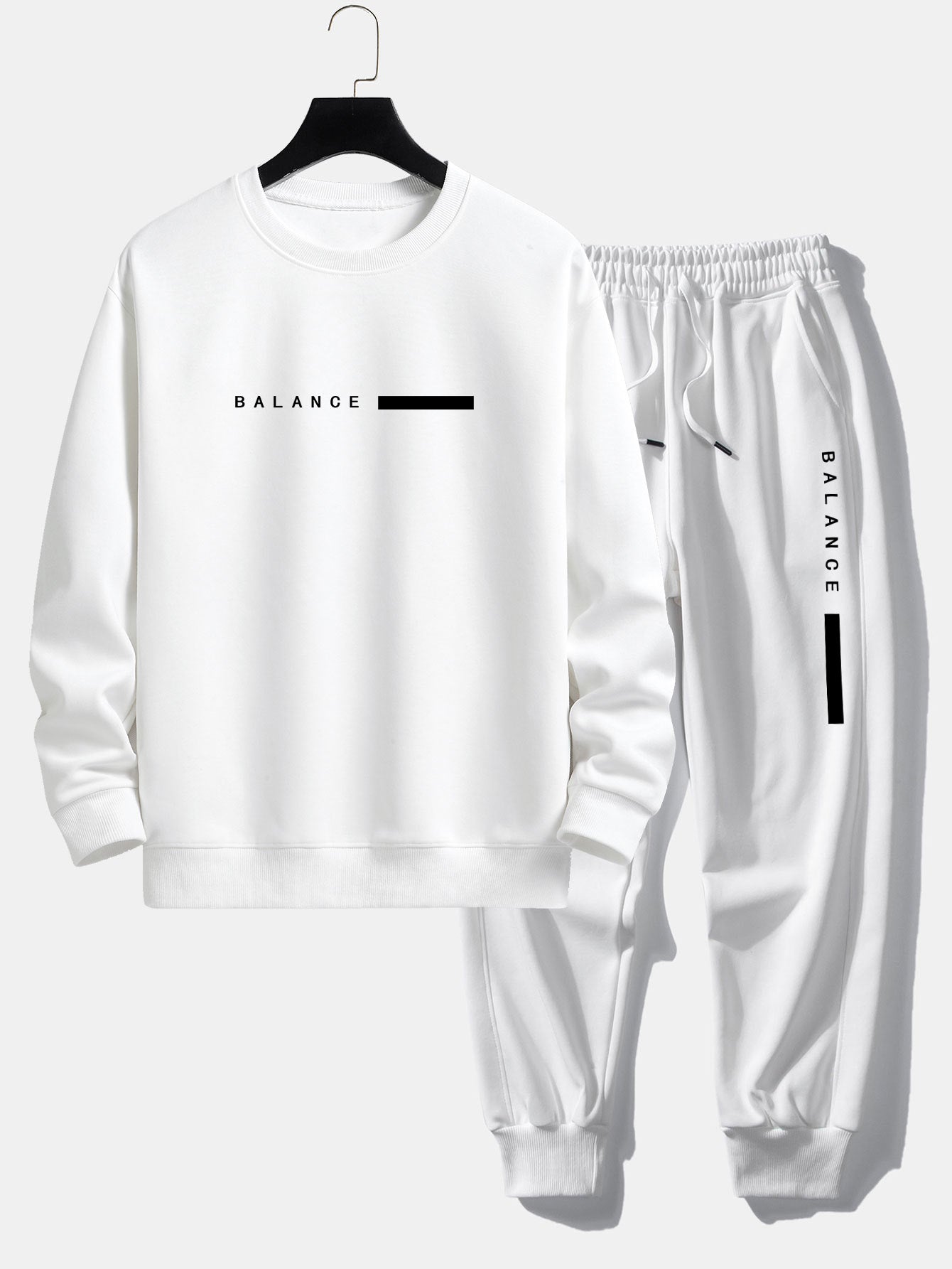 Balance Stripe Print Relax Fit Crew Neck Sweatshirt & Jogging Pants Set