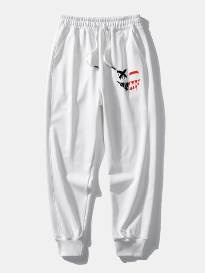 Dissolving Evil Smiley Face Print Relax Fit Hoodie & Jogging Pants