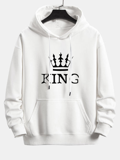 King Crown Print Relax Fit Hoodie & Jogging Pants Set