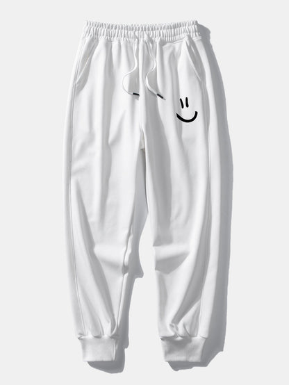 Smiley Face Print Relax Fit Hoodie & Jogging Pants