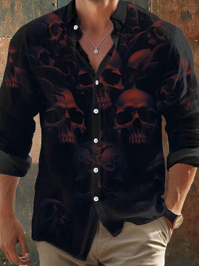 Men's Vintage Skull Faith Long Sleeve Shirt