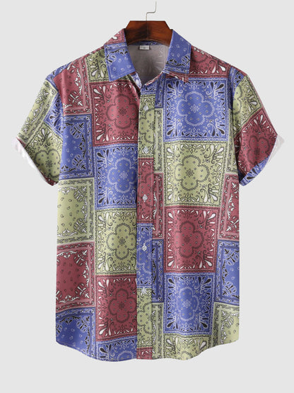 Men's Vintage Paisley Print Casual Short Sleeve Shirt