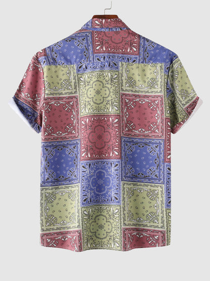 Men's Vintage Paisley Print Casual Short Sleeve Shirt