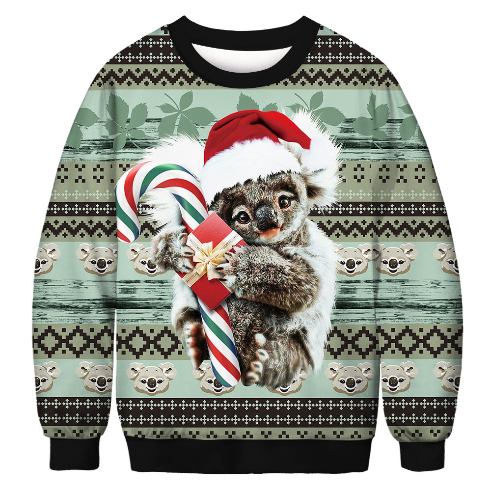 Unisex 3D Elk And Lion Print Christmas Sweatshirt