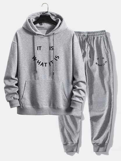 It Is What It Is Print Relax Fit Hoodie & Jogging Pants