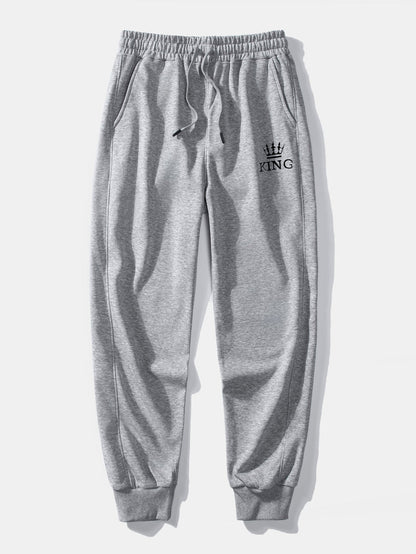 King Crown Print Relax Fit Hoodie & Jogging Pants Set