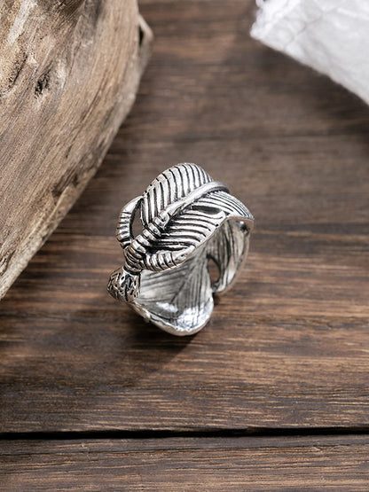 Retro simple feather style ring