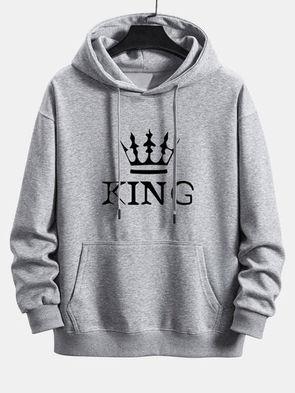 King Crown Print Relax Fit Hoodie & Jogging Pants Set