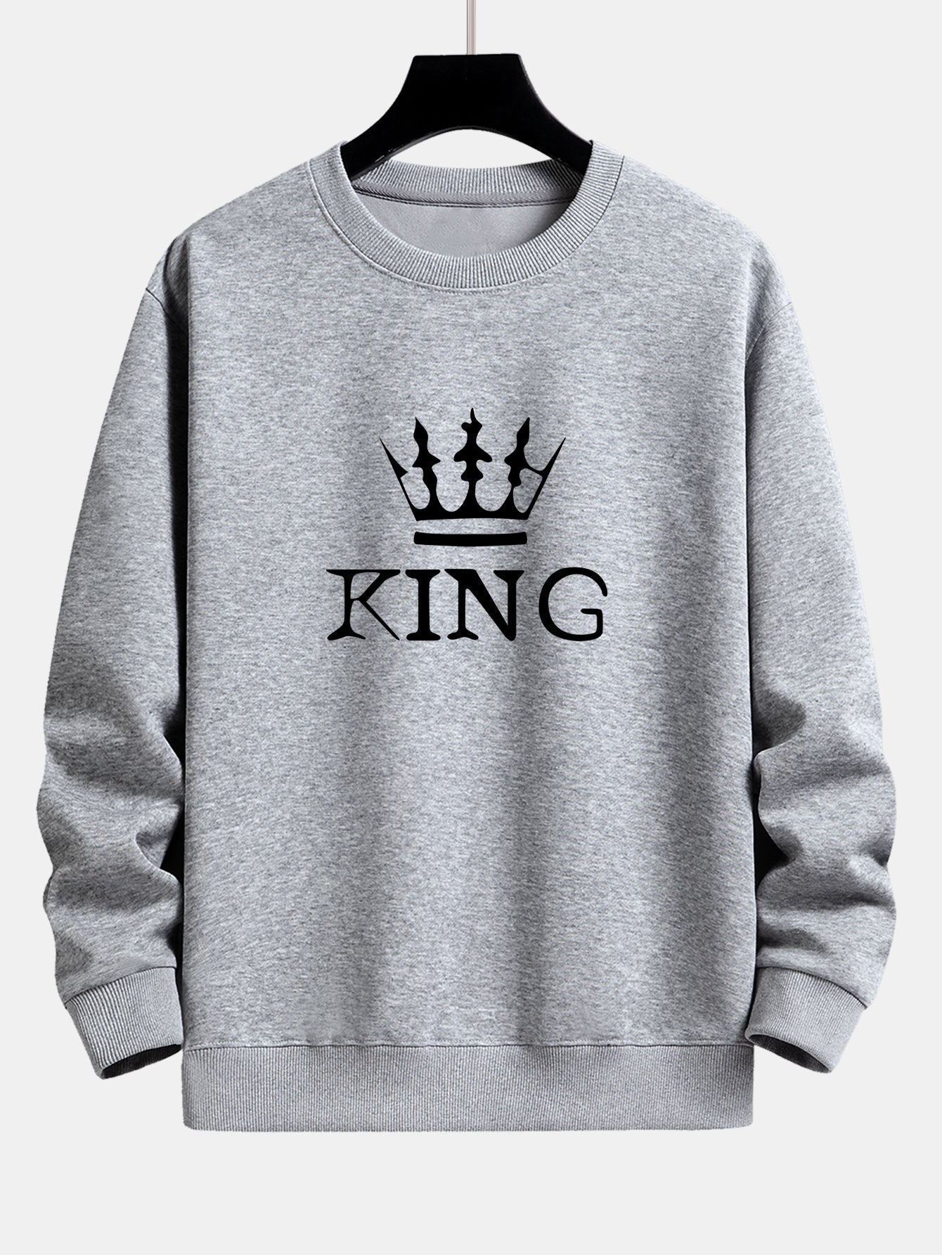 King Crown Print Relax Fit Crew Neck Sweatshirt & Jogging Pants Set