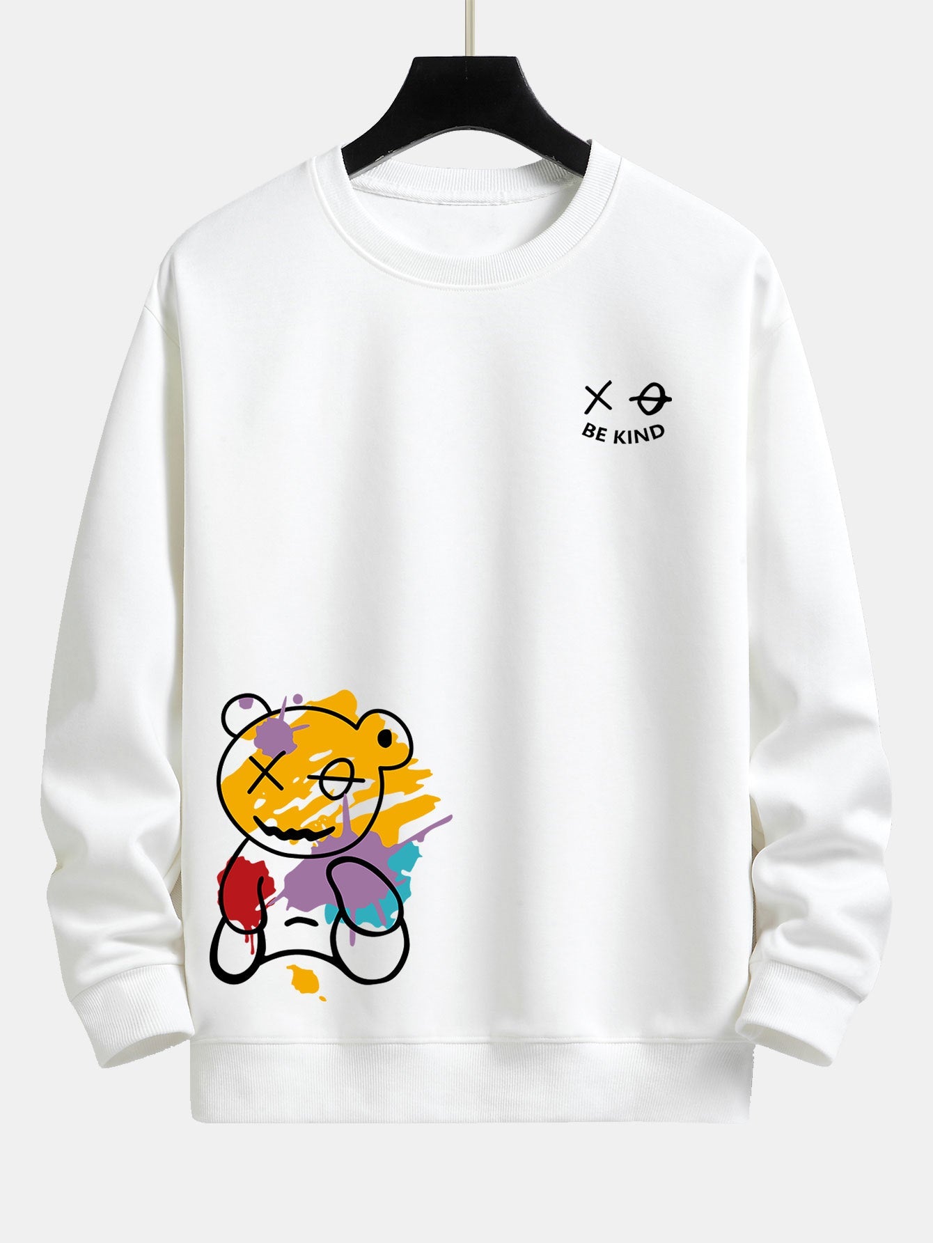 Graffiti Bear Print Relax Fit Crew Neck Sweatshirt & Jogging Pants