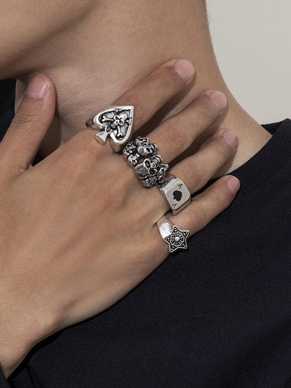 Retro Skull Pentagram Ring 4Pcs/set