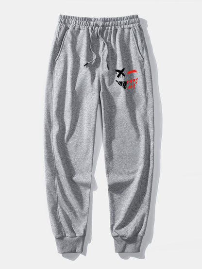 Dissolving Evil Smiley Face Print Relax Fit Hoodie & Jogging Pants