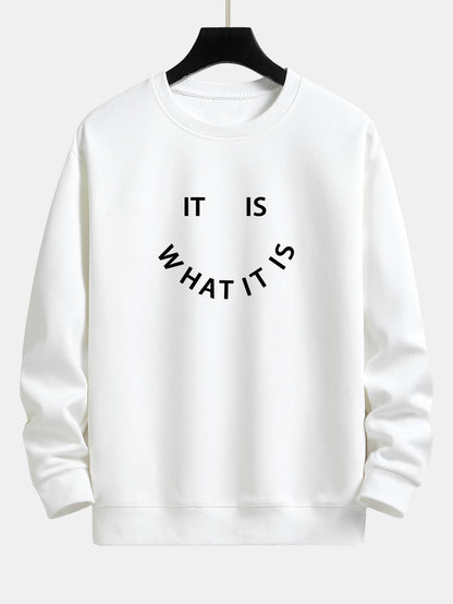 It Is What It Is Print Relax Fit Crew Neck Sweatshirt & Jogging Pants