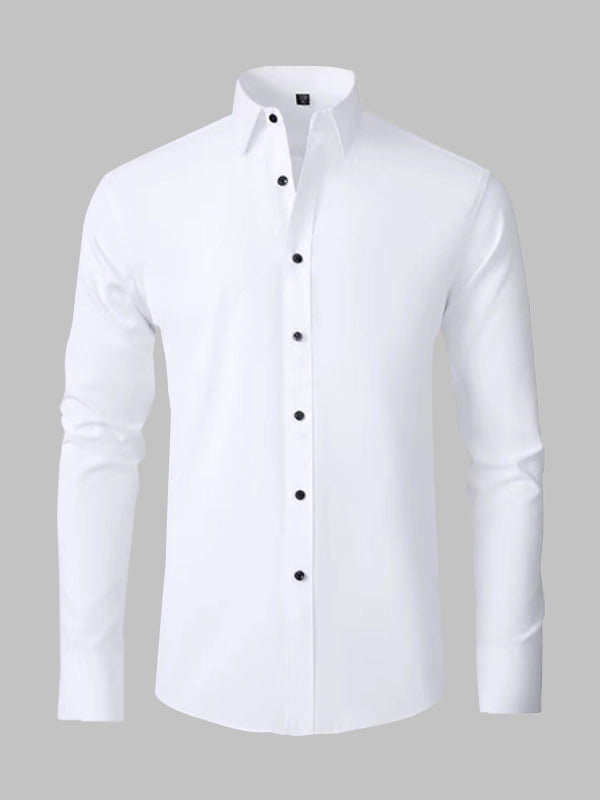 Men's Solid Color Versatile Stretch Anti-Wrinkle Long Sleeve Shirt