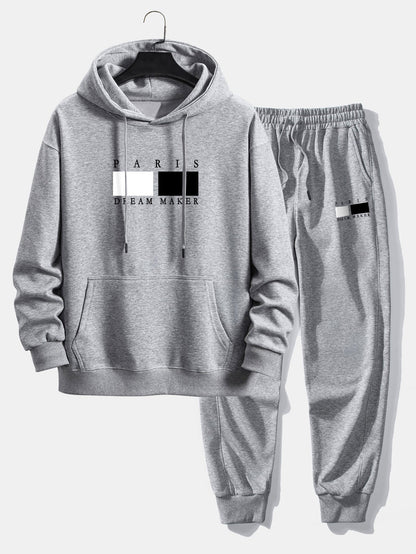 Paris Dream Maker Print Relax Fit Hoodie & Jogging Pants Set