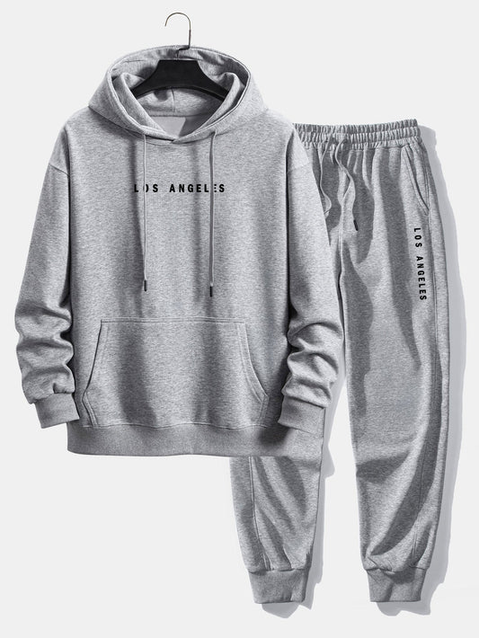 Los Angeles Print Relax Fit Hoodie & Jogging Pants