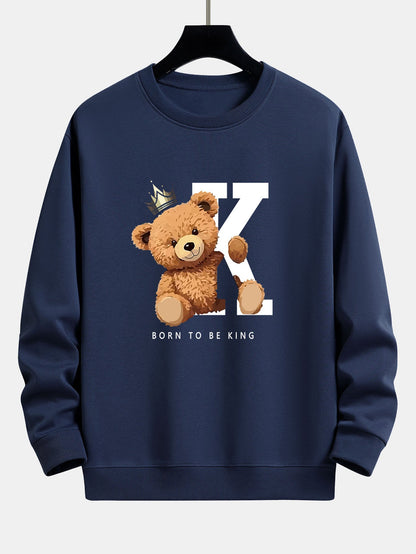 Crown King Bear Print Relax Fit Sweatshirt