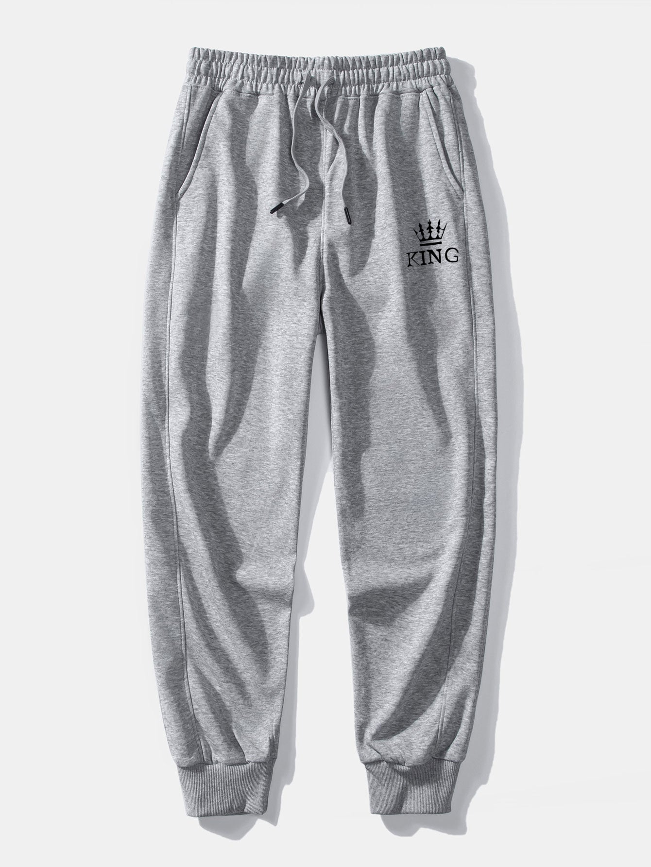 King Crown Print Relax Fit Crew Neck Sweatshirt & Jogging Pants Set