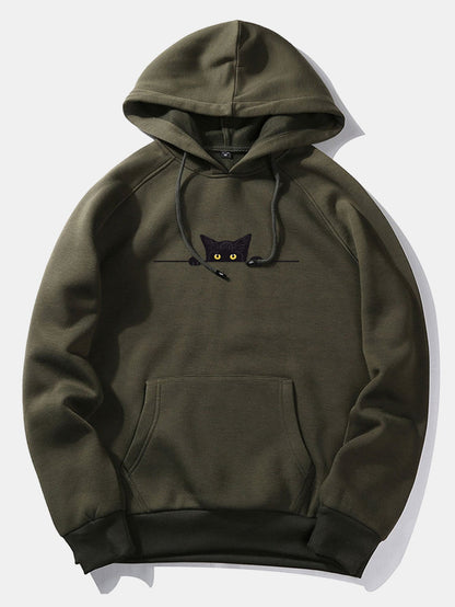 Black Cat Print Hoodie